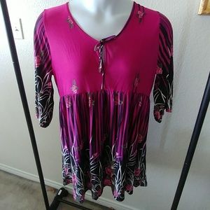 Pretty Pink tie front tunic 3X